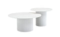 Table basse mina pied metal blanc plateau ceramique bois blanc - image 2