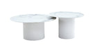 TABLE BASSE GIGOGNE MINA PIED BLANC PLATEAU CERAMIQUE MARBRE BLANC (BLB) 60x45cm + 80x38cm - image 1