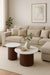 TABLE BASSE GIGOGNE MINA PIED BOIS NOYER PLATEAU CERAMIQUE BOIS BLANC 60x45cm + 80x38cm - image 4