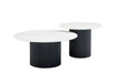 Table basse mina pied metal noir plateau ceramique bois blanc