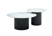Table basse mina pied metal noir plateau ceramique marbre blanc