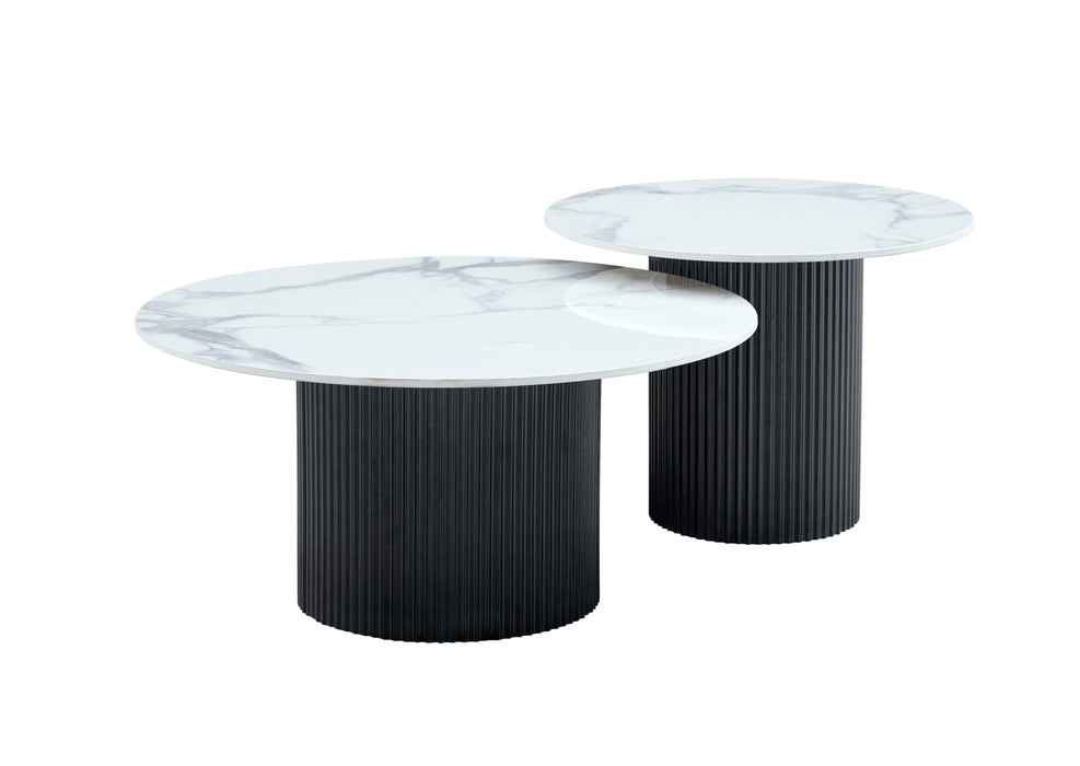 Table basse mina pied metal noir plateau ceramique marbre blanc