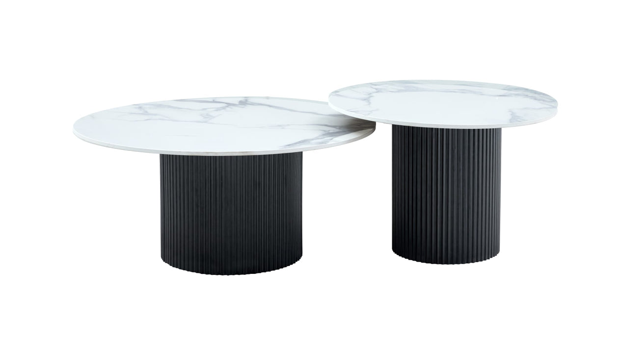 Table basse mina pied metal noir plateau ceramique marbre blanc