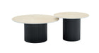 TABLE BASSE GIGOGNE MINA PIED NOIR PLATEAU CERAMIQUE TRAVERTIN MAT 60x45cm + 80x38cm - image 1