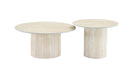 TABLE BASSE GIGOGNE MINA PIED TRAVERTIN PLATEAU CERAMIQUE TRAVERTIN MAT 60x45cm + 80x38cm - image 1