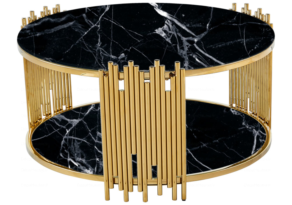 TABLE BASSE STICK GOLD MARBRE NOIR 90 x 45 CM - image 2