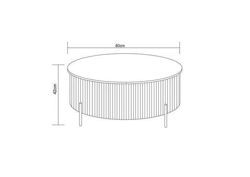 TABLE BASSE RUBY PIED NOIR CERAMIQUE EFFET TRAVERTIN MAT 80cm