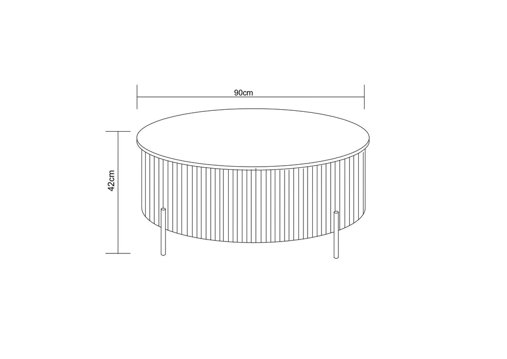 TABLE BASSE RUBY PIED NOIR CERAMIQUE EFFET TRAVERTIN MAT 90cm