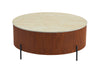 TABLE BASSE RUBY PIED EFFET NOISETTE CERAMIQUE EFFET TRAVERTIN MAT 90cm - image 1
