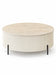 TABLE BASSE RUBY PIED BEIGE CERAMIQUE EFFET TRAVERTIN MAT 100cm - image 1