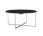 Table basse ronde LORIE chrome plateau en verre D90 cm - image 1