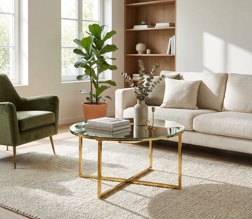 TABLE BASSE LORIE PIED GOLD MIROIR 90CM - image 3