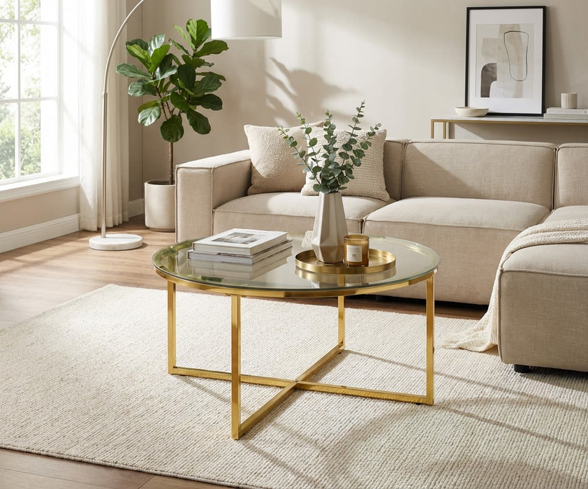 TABLE BASSE LORIE PIED GOLD TRANSPARENT 90CM - image 3