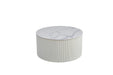 TABLE BASSE VALMY PIEDS BEIGE PLATEAU CERAMIQUE MARBRE BLANC 90X45 - image 2