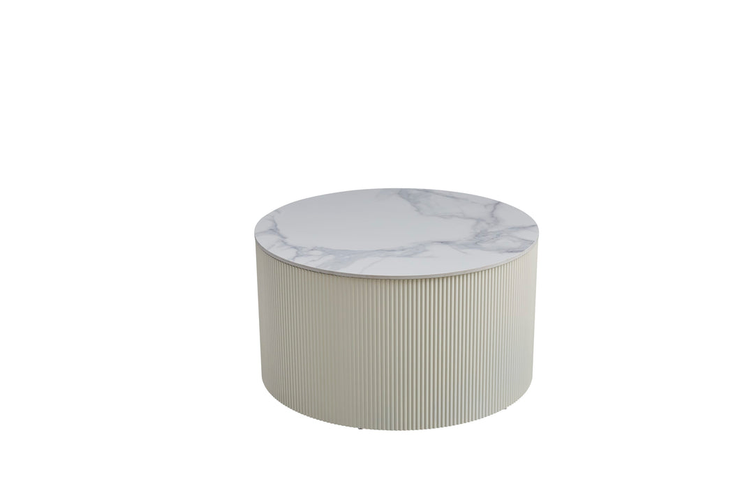 TABLE BASSE VALMY PIEDS BEIGE PLATEAU CERAMIQUE MARBRE GRIS 80X45 - image 1