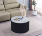 TABLE BASSE VALMY PIEDS NOIR PLATEAU CERAMIQUE MARBRE GRIS 80X45 - image 2