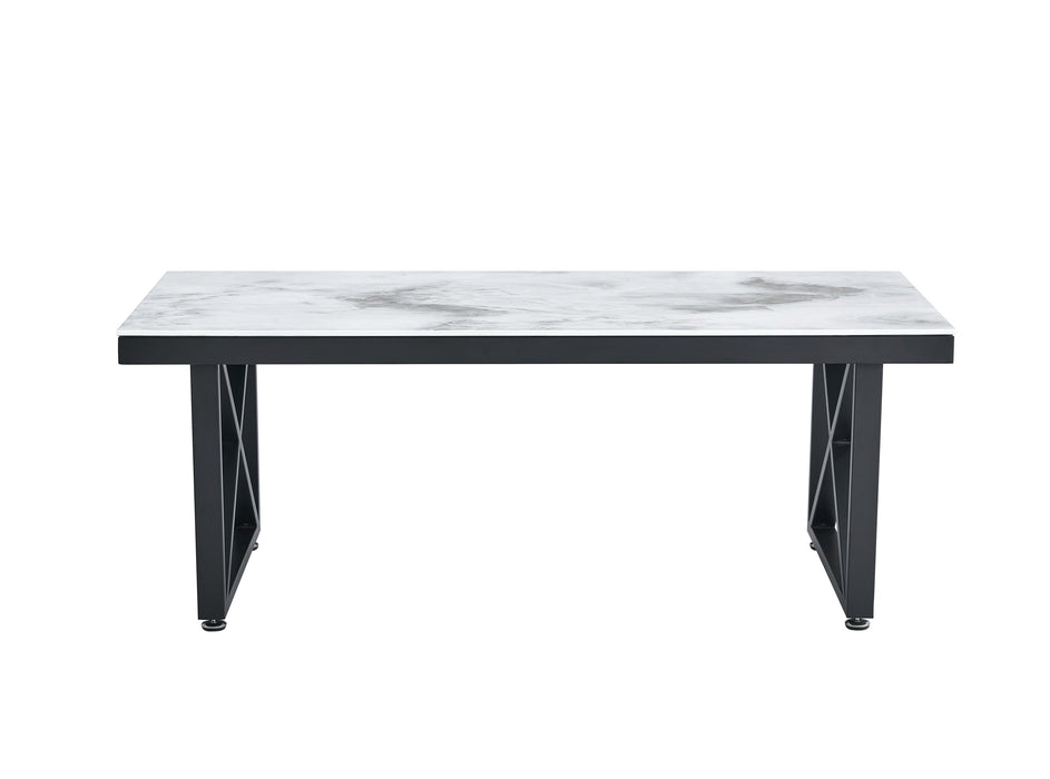 Table basse Deluxe LEVANTO structure métal noir plateau en verre 120x60 cm - image 1