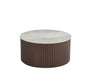 TABLE BASSE GIGOGNE TOFFEE EFFET NOYER PLATEAU CERAMIQUE SHAKESPEARE GRIS D100cm - image 1