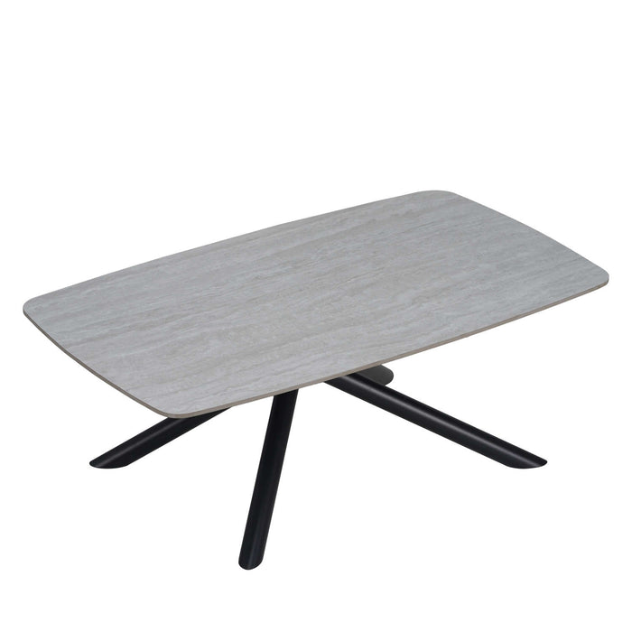 TABLE BASSE NYSA PIED METAL NOIR CERAMIQUE TRAVERTIN BLANC 120CM - image 2