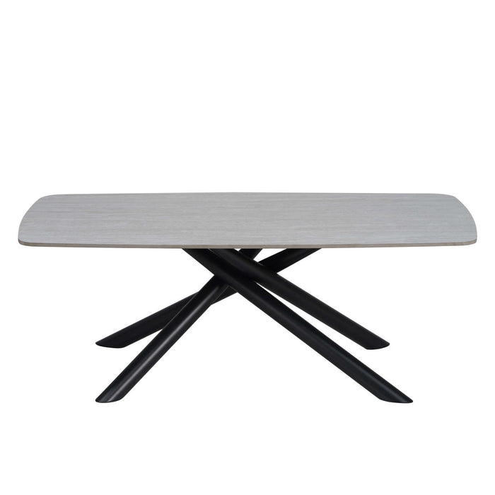 TABLE BASSE NYSA PIED METAL NOIR CERAMIQUE TRAVERTIN BLANC 120CM - image 1