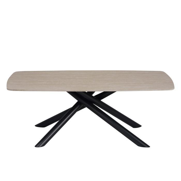 TABLE BASSE NYSA PIED METAL NOIR CERAMIQUE TRAVERTIN MAT 120 - image 1
