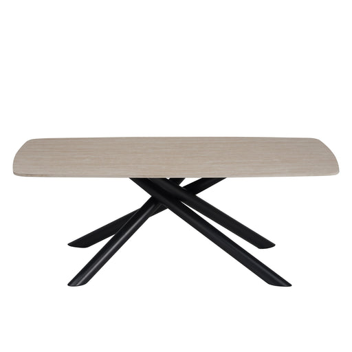 TABLE BASSE NYSA PIED METAL NOIR CERAMIQUE TRAVERTIN MAT 120