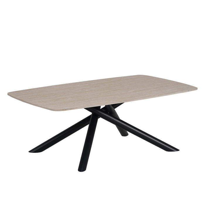 TABLE BASSE NYSA PIED METAL NOIR CERAMIQUE TRAVERTIN MAT 120 - image 2