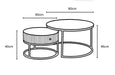 TABLE BASSE GIGOGNE SAMIRA METAL NOIR TIROIR CERAMIQUE MARBRE BLANC 80+60CM - image 2