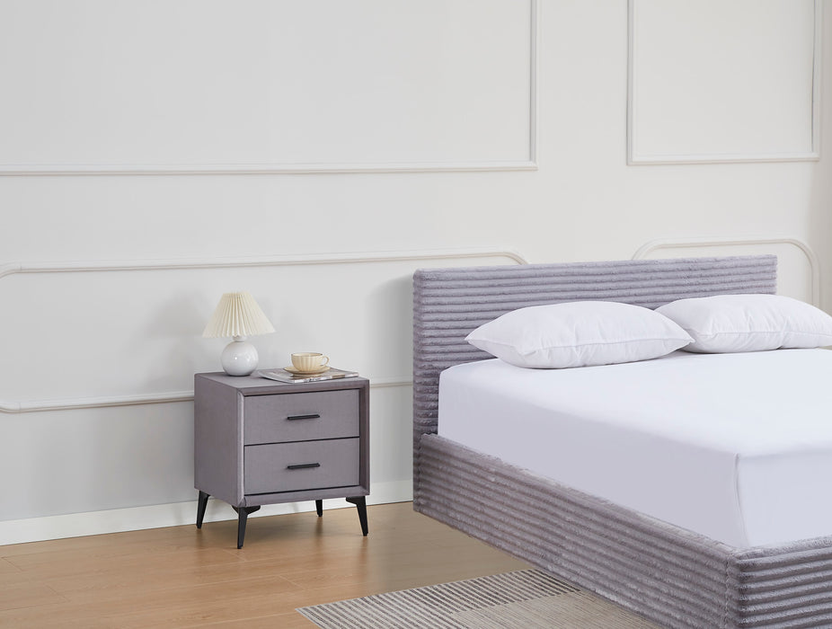 CHEVET NOBEL VELOURS GRIS 38x45x48cm - image 4