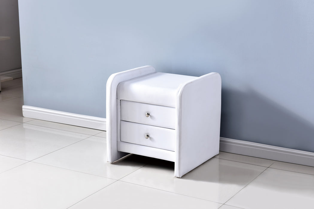 Chevet EDGAR Simili cuir 48x48x50 cm blanc