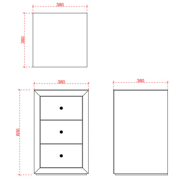 Chevet en verre miroir ADEL avec 3 tiroirs - image 2