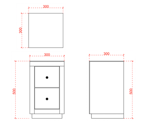 CHEVET ADEL EN VERRE MIROIR DEUX TIROIRS 30x30x50CM