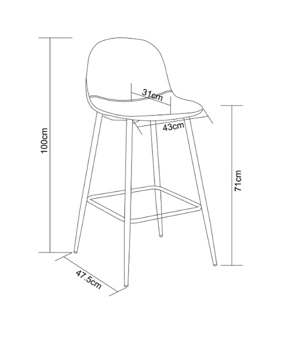 TABOURET DE BAR SCANDINAVE PIED METAL NOIR VELOURS ANTHRACITE - image 4