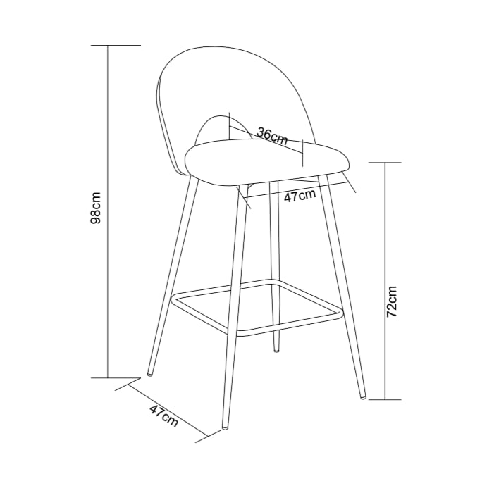 TABOURET DE BAR TEDDY PIED CHROME VELOURS TAUPE - image 4