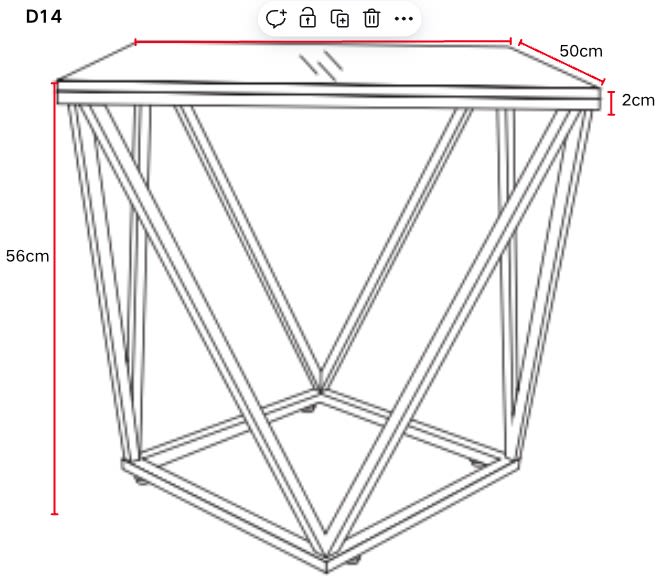 GUERIDON ALINA CHROME MARBRE NOIR 50x50 cm