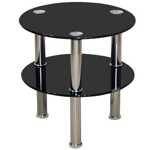 GUÉRIDON LEON VERRE NOIR 90x65 cm