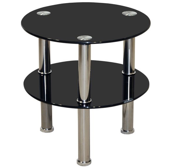 GUÉRIDON LEON VERRE NOIR 90x65 cm