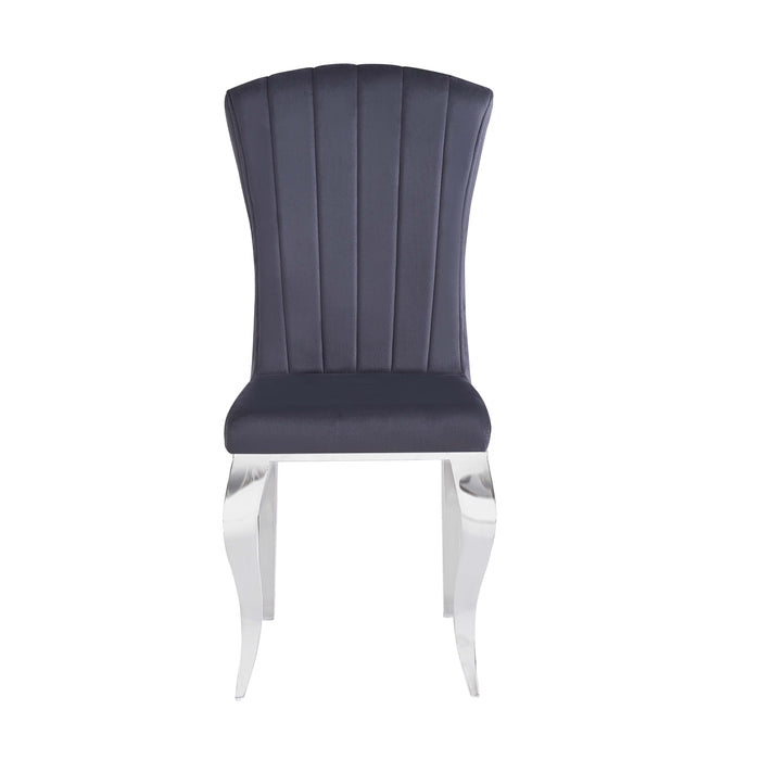 Chaises baroque Louis pied chrome tissu velours ardoise gris - image 1
