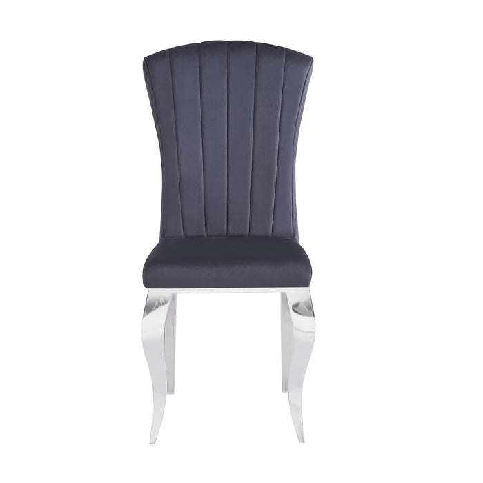 Chaises baroque Louis pied chrome tissu velours ardoise gris