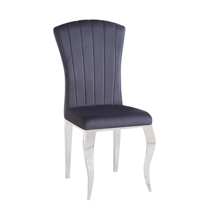 Chaises baroque Louis pied chrome tissu velours ardoise gris - image 2