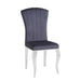 Chaises baroque Louis pied chrome tissu velours ardoise gris - image 2