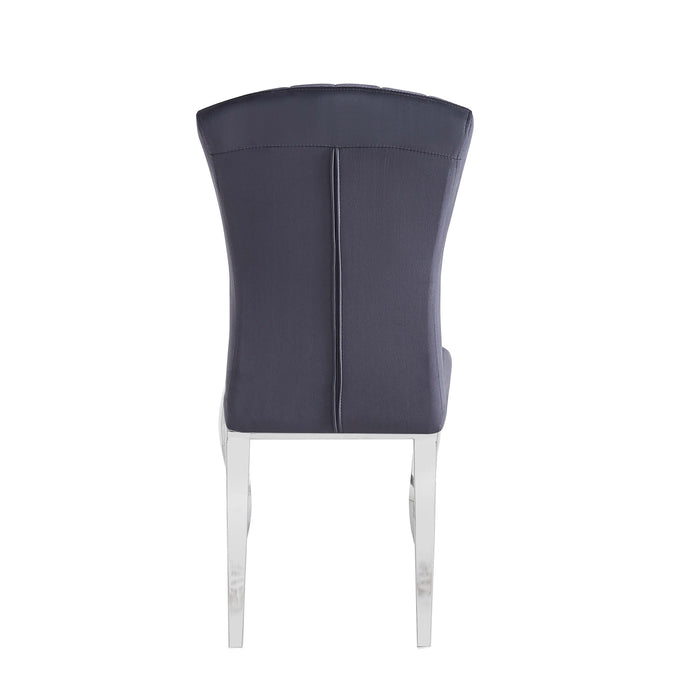 Chaises baroque Louis pied chrome tissu velours ardoise gris - image 3