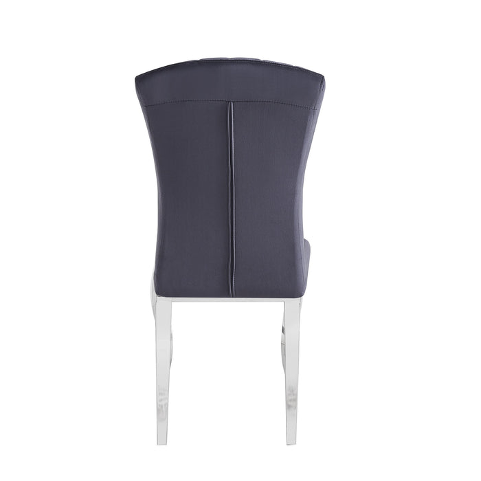 Chaises baroque Louis pied chrome tissu velours ardoise gris