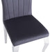 Chaises baroque Louis pied chrome tissu velours ardoise gris - image 4