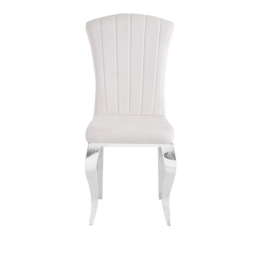 Chaises baroque louis pied chrome tissu velours beige