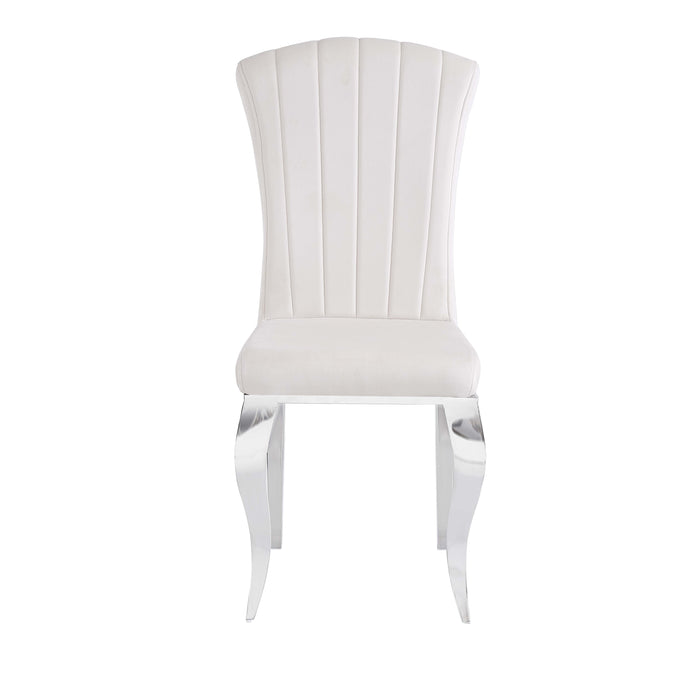 Chaises baroque louis pied chrome tissu velours beige - image 1