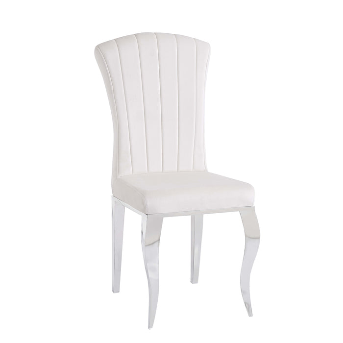 Chaises baroque louis pied chrome tissu velours beige - image 2