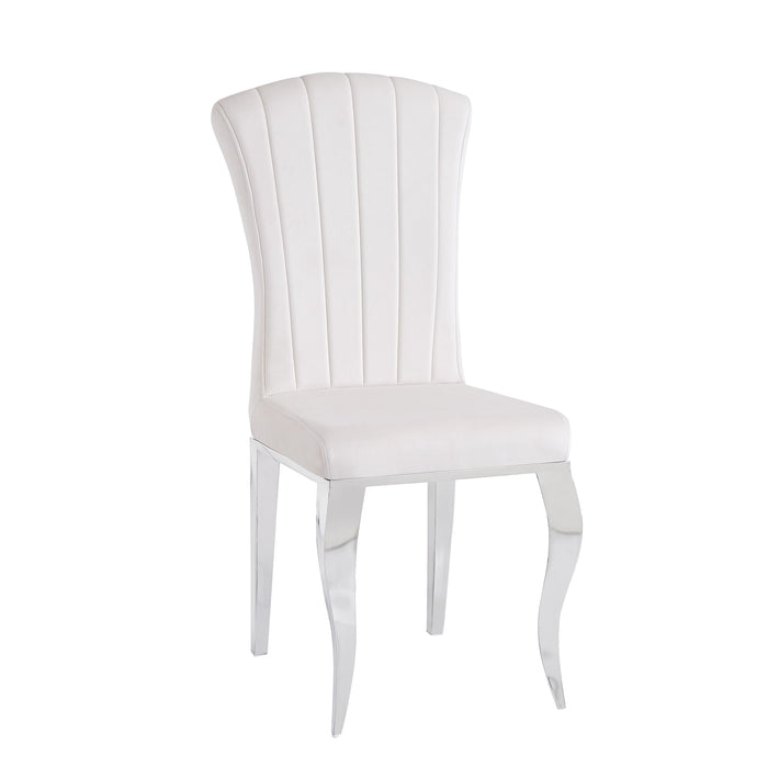 Chaises baroque louis pied chrome tissu velours beige