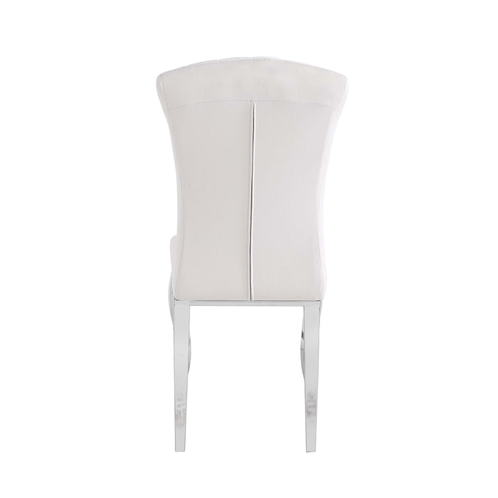 Chaises baroque louis pied chrome tissu velours beige - image 3