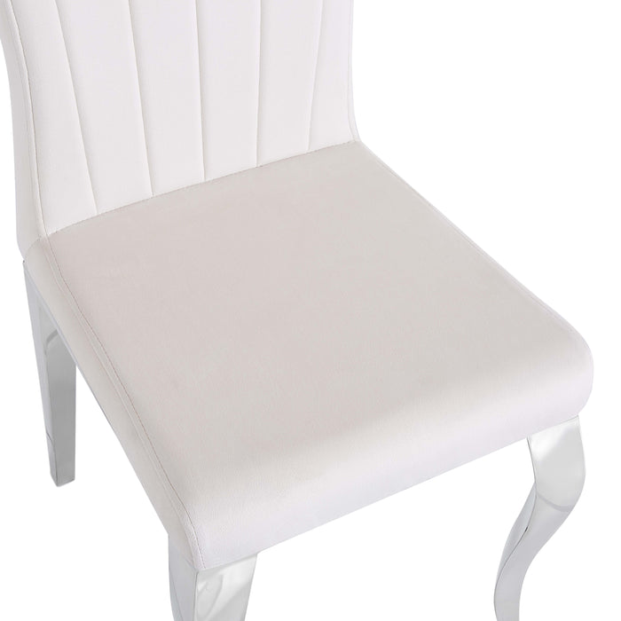 Chaises baroque louis pied chrome tissu velours beige - image 4